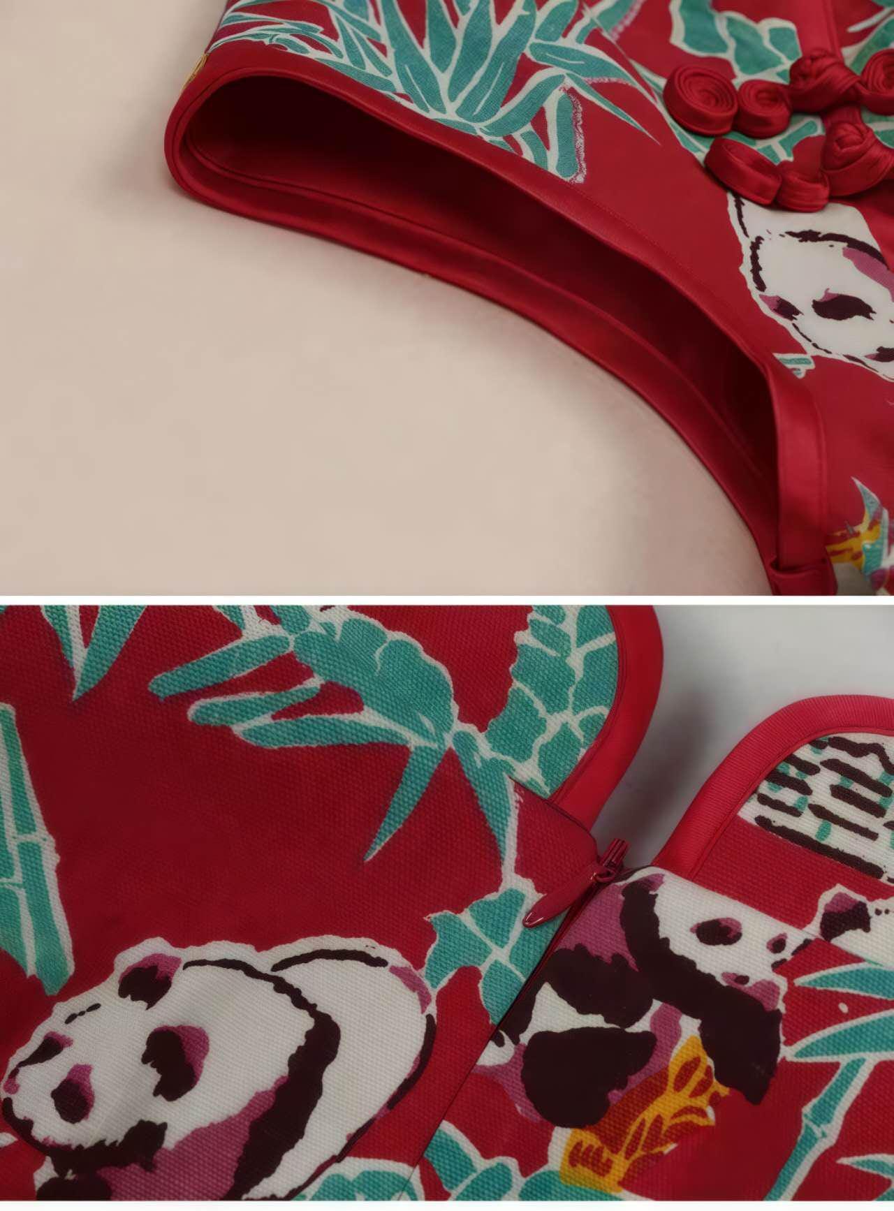 Qipao Retro con Estampado de Panda– Cheongsam Chino Casual de Algodón– Vestido Cultural Divertido- Regalo Único para Ella- vestido de fiesta