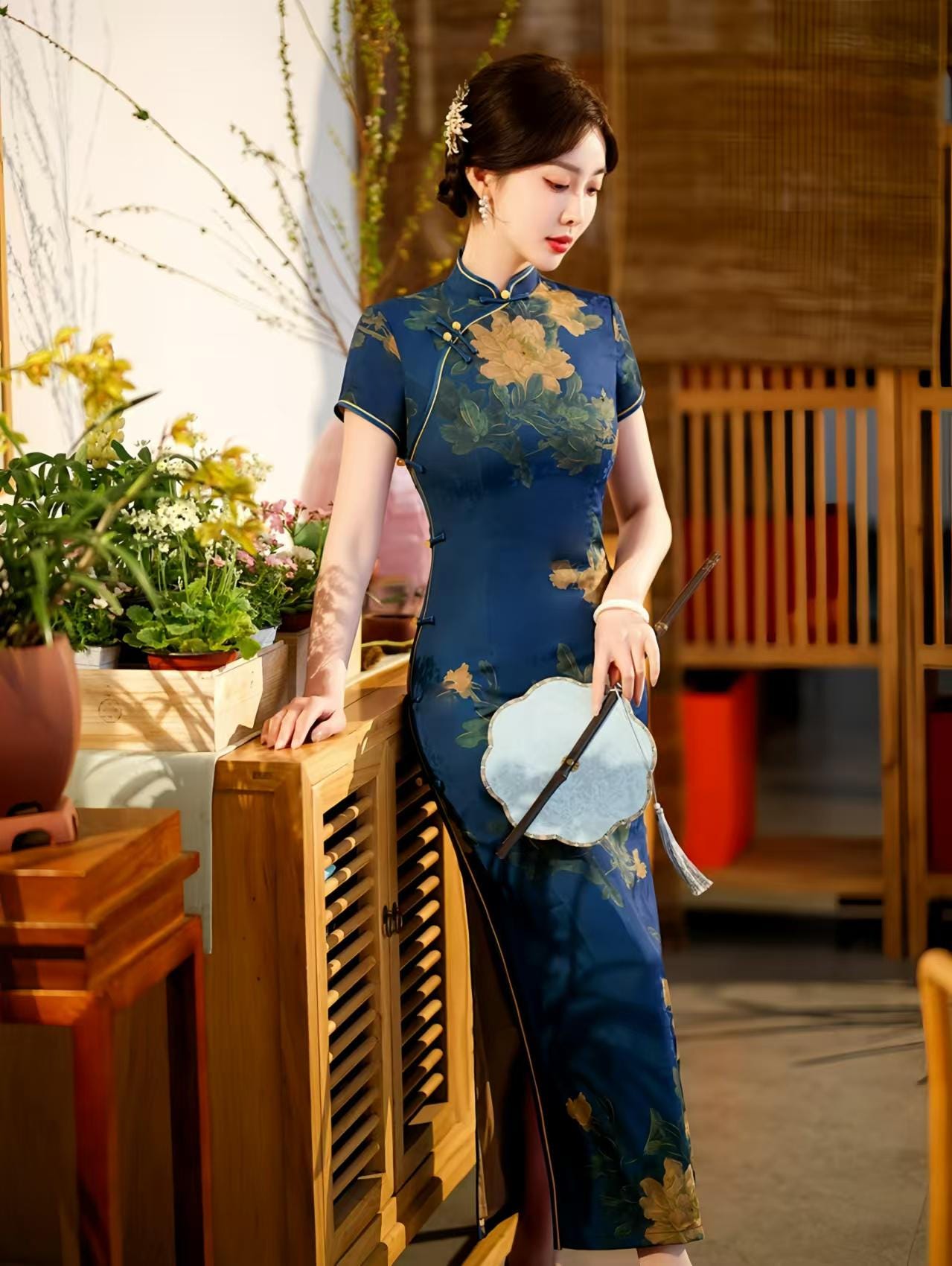Qipao de Seda, Elegante Vestido Cheongsam, Vestido Oriental Vintage, Traje Tradicional Asiático, Vestido de Boda, Traje Formal Chino, M-4XL