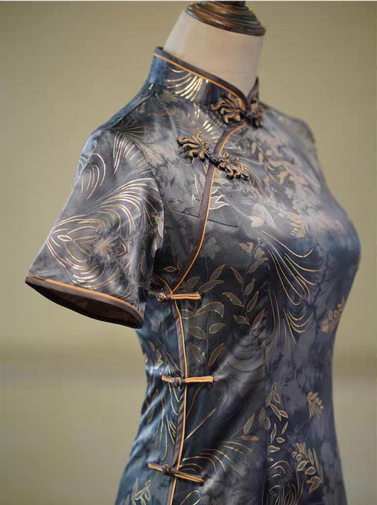 Cheongsam de seda vintage, Vestido Qipao para Ceremonia del Té, vestido de noche retro chino, vestido de cóctel oriental, regalo para ella