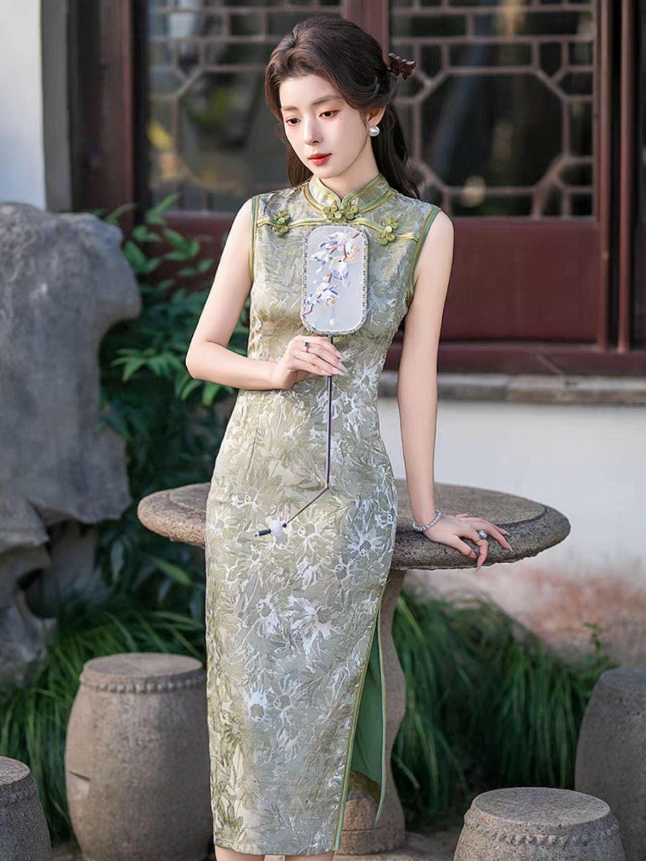 Qipao Chino Moderno, Vestido Cheongsam Nuevo Estilo, Vestido Chino Vintage Slim Fit, Vestido Vintage Elegante para Té, regalo para ella