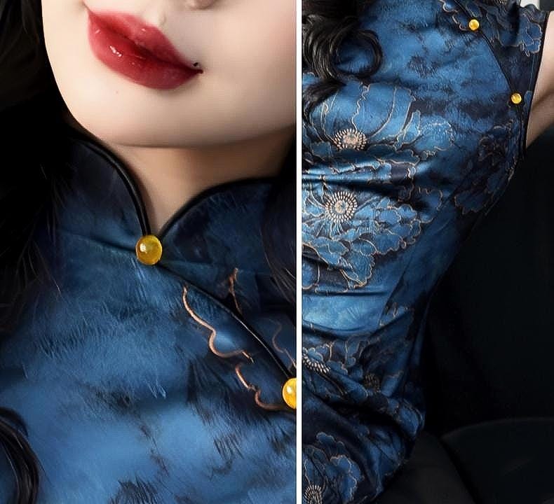 Sleeveless Oriental Cheongsam, Vintage Summer Qipao for Women, Gift for Her, Floral Design Cheongsam