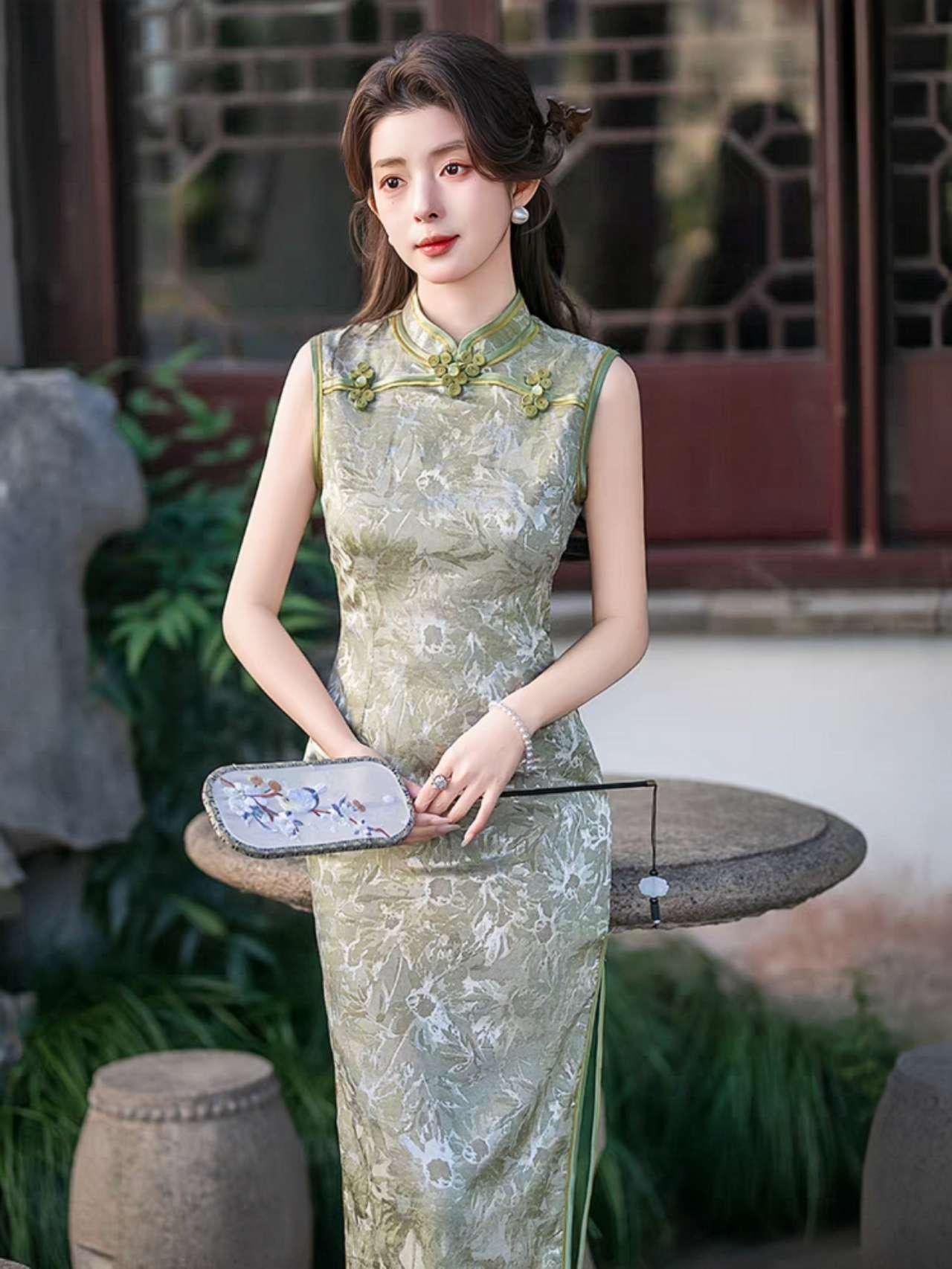 Qipao Chino Moderno, Vestido Cheongsam Nuevo Estilo, Vestido Chino Vintage Slim Fit, Vestido Vintage Elegante para Té, regalo para ella