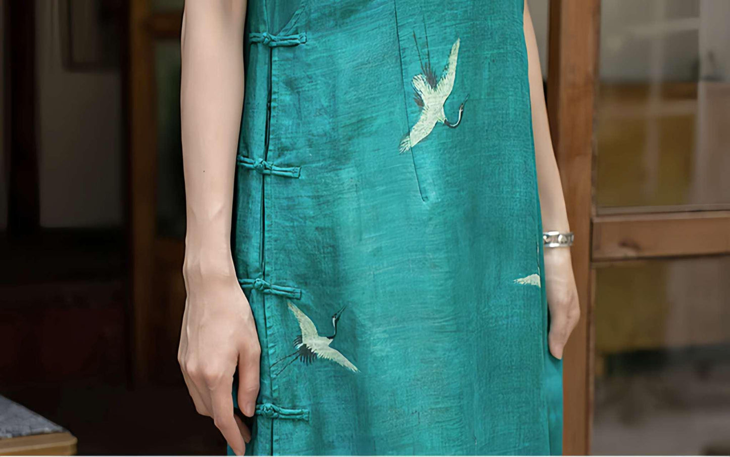 vestido Hanfu de lino chino, vestido largo estilo zen, vestido elegante con grullas  de lino, vestido bohemio oriental, regalo  para madre,