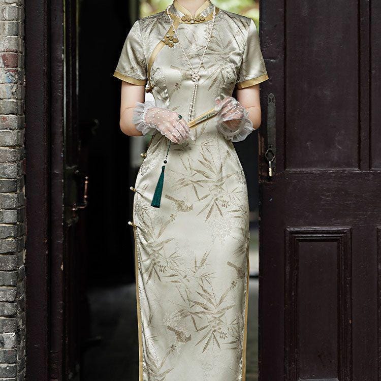 Vestido Qipao Chino Vintage, Cheongsam Elegante para Ceremonia de Té, Invitada de Boda o Regalo para Ella, tallas M-4XL
