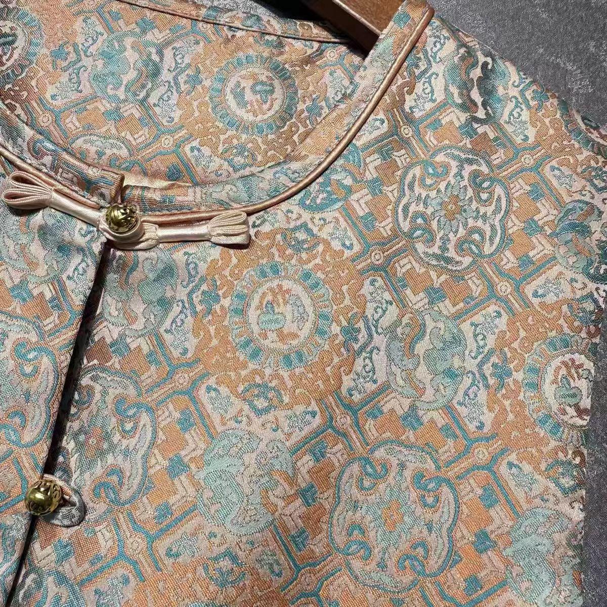 Chaleco de brocado Song, abrigo sin mangas, chaleco tradicional con botones,oriental vintage,regalo para ella, Ropa para la ceremonia del té