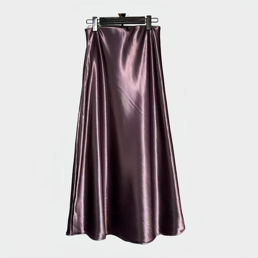 Silk Satin Midi Skirt, Acetate Mermaid Hem Skirt, Elegant Minimalist Maxi Skirt, Timeless Parisian Style Skirt