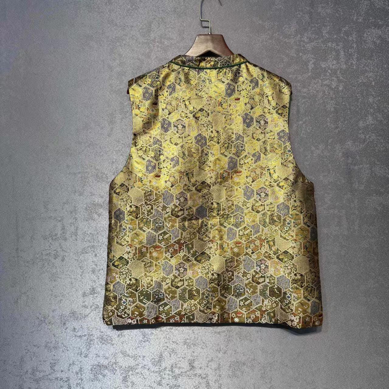 Chaleco de brocado Song, abrigo sin mangas, chaleco tradicional con botones,oriental vintage,regalo para ella, Ropa para la ceremonia del té