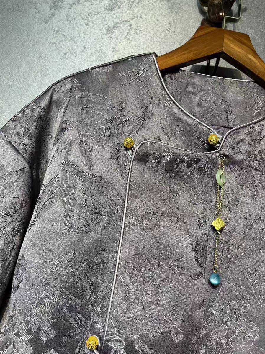 Chaqueta de Seda Tang, Abrigo de Brocado Chino, Ropa Exterior Oriental, Ropa Vintage Asiática, Elegante Top Estilo Kimono, Tradicional Chino
