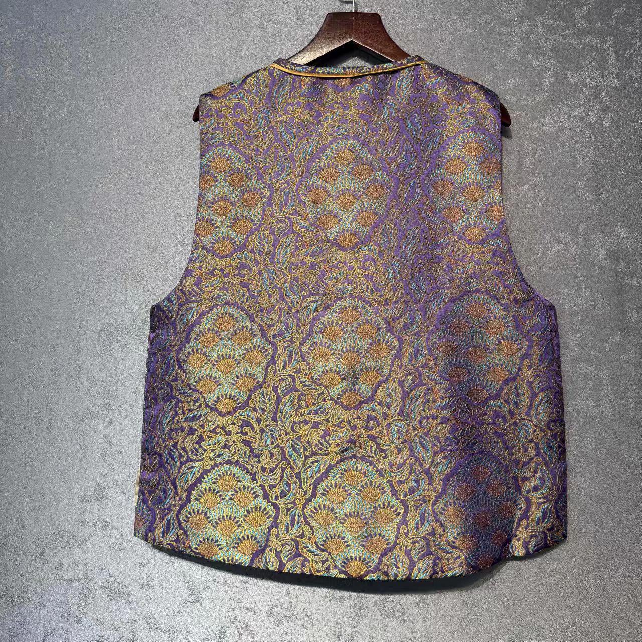 Chaleco de brocado Song, abrigo sin mangas, chaleco tradicional con botones,oriental vintage,regalo para ella, Ropa para la ceremonia del té