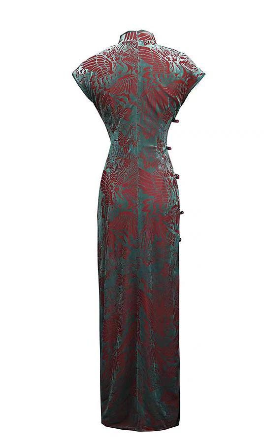 Qipao de terciopelo elegante – Vestido chino clásico – Cheongsam vintage con abertura – Vestido oriental de noche – vestido asiático formal