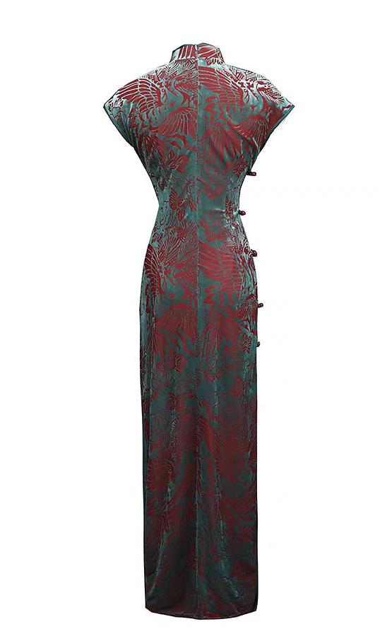 Qipao de terciopelo elegante – Vestido chino clásico – Cheongsam vintage con abertura – Vestido oriental de noche –