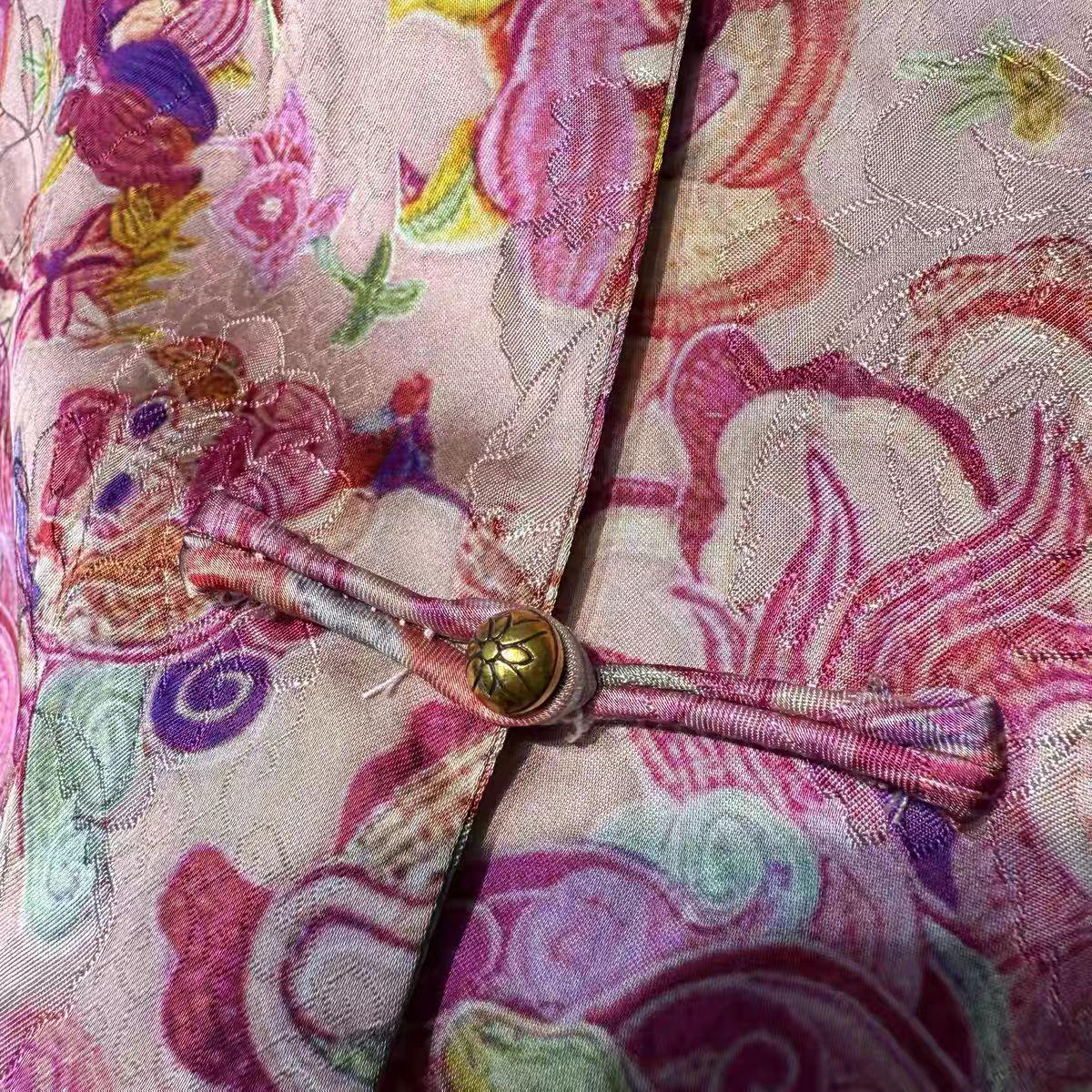 Chaleco Vintage Chino, Chaleco Estilo Retro Tang Suit, Top Brocado, Blusa Vintage, Regalo Único para Ella,Trabajo diario/Ceremonia del té