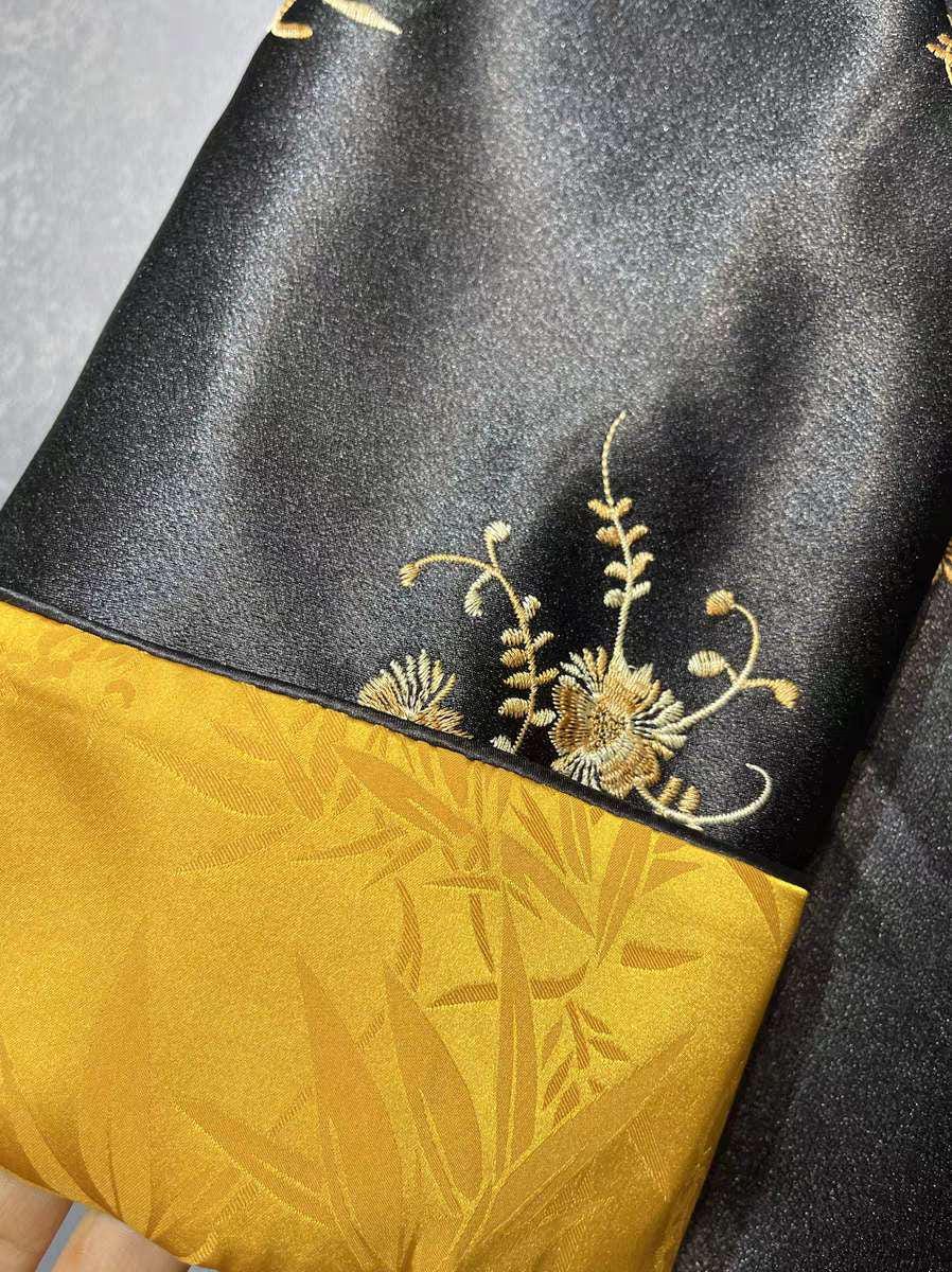 Chaqueta de seda china Tang, Abrigo negro,Blazer con bordado de grulla dragón,Bata  vintage,Chaqueta estilo asiático,Traje formal de Kung Fu