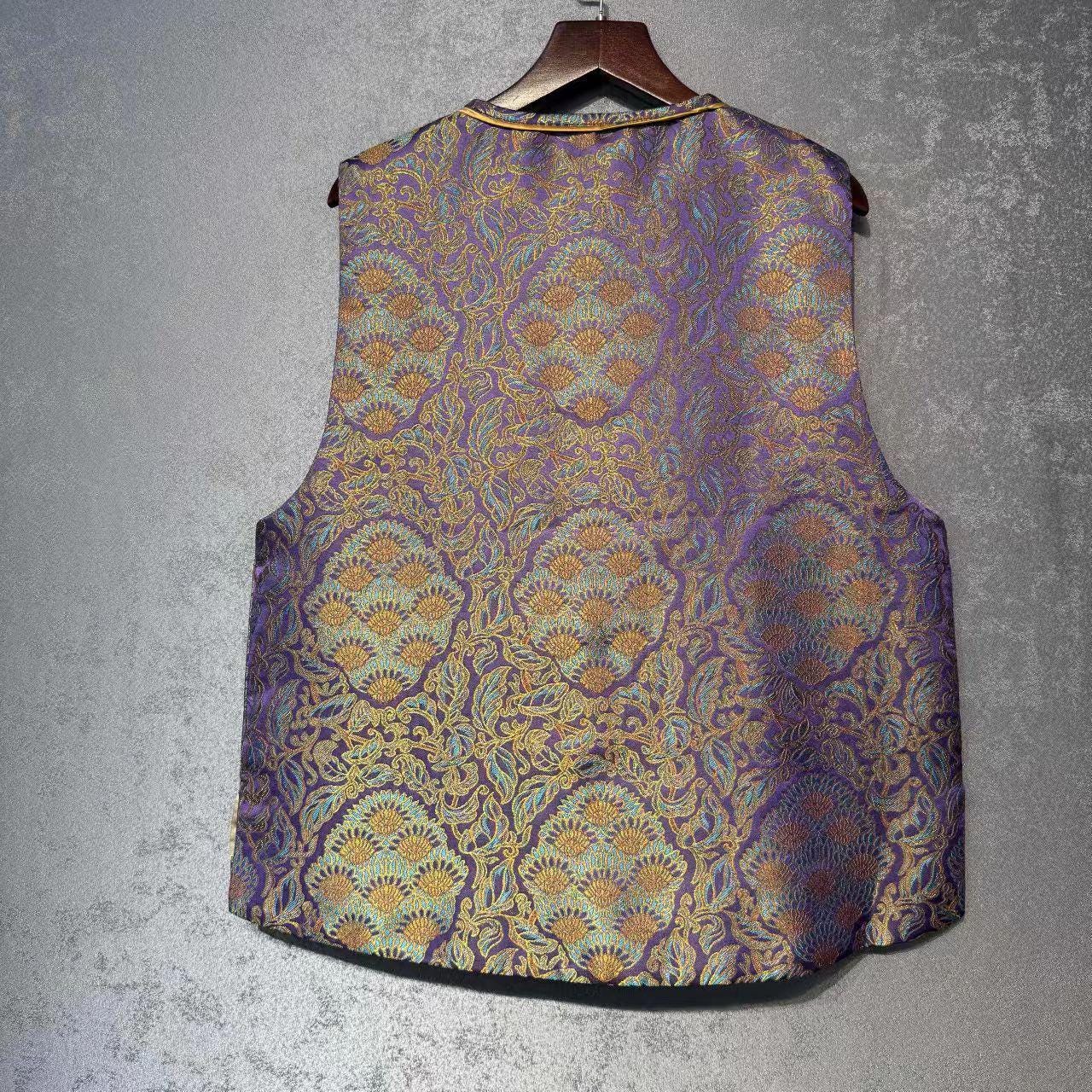 Chaleco de brocado Song, abrigo sin mangas, chaleco tradicional con botones,oriental vintage,regalo para ella, Ropa para la ceremonia del té