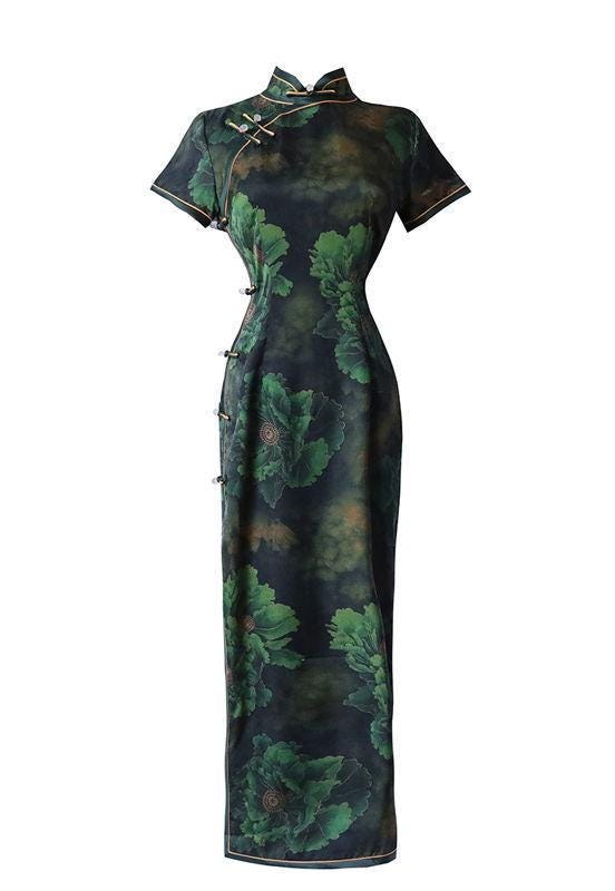 Vestido Qipao Vintage | Elegante Vestido Cheongsam | Vestido Chino de Brocado de Seda | Traje de Noche Oriental