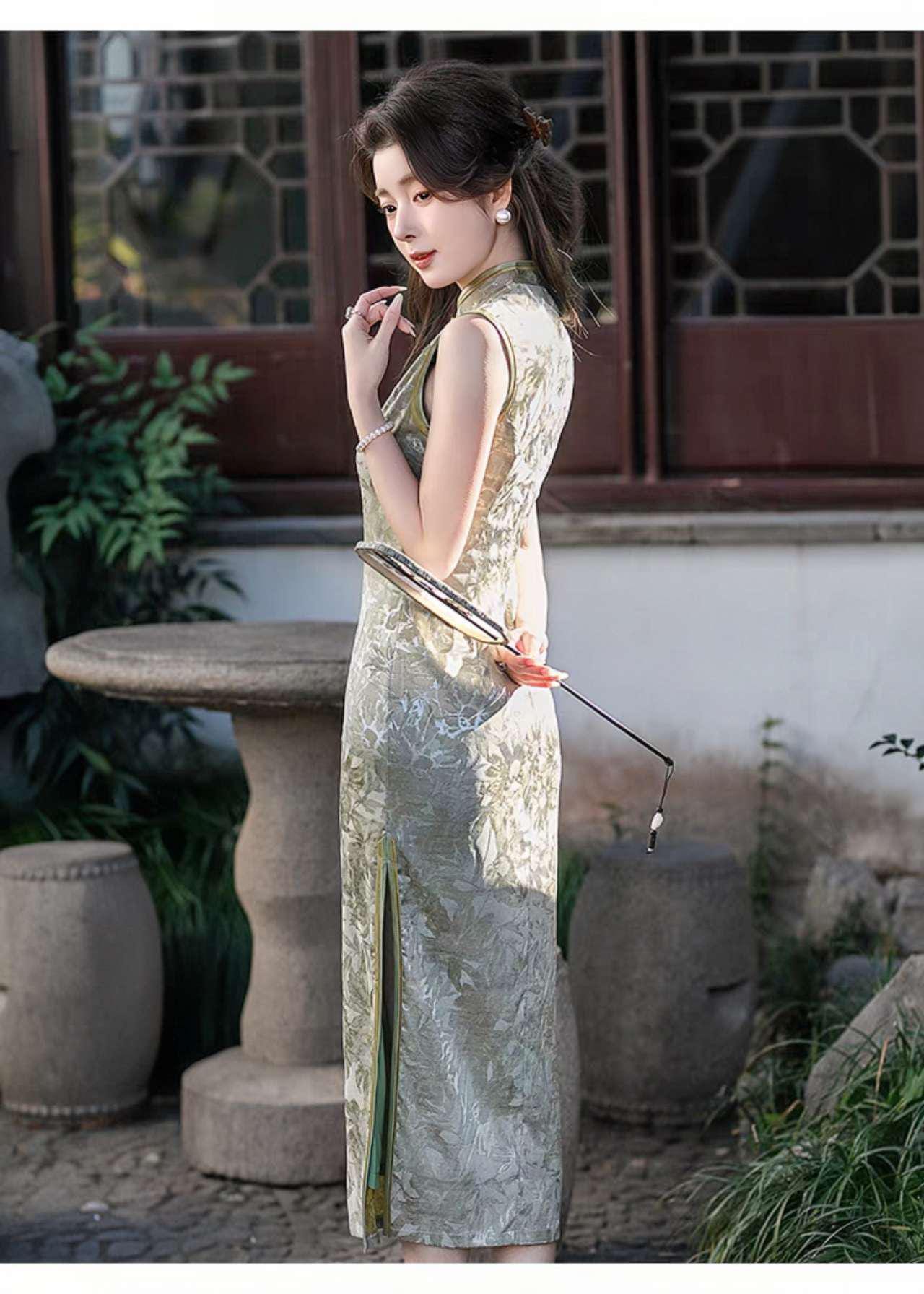 Qipao Chino Moderno, Vestido Cheongsam Nuevo Estilo, Vestido Chino Vintage Slim Fit, Vestido Vintage Elegante para Té, regalo para ella