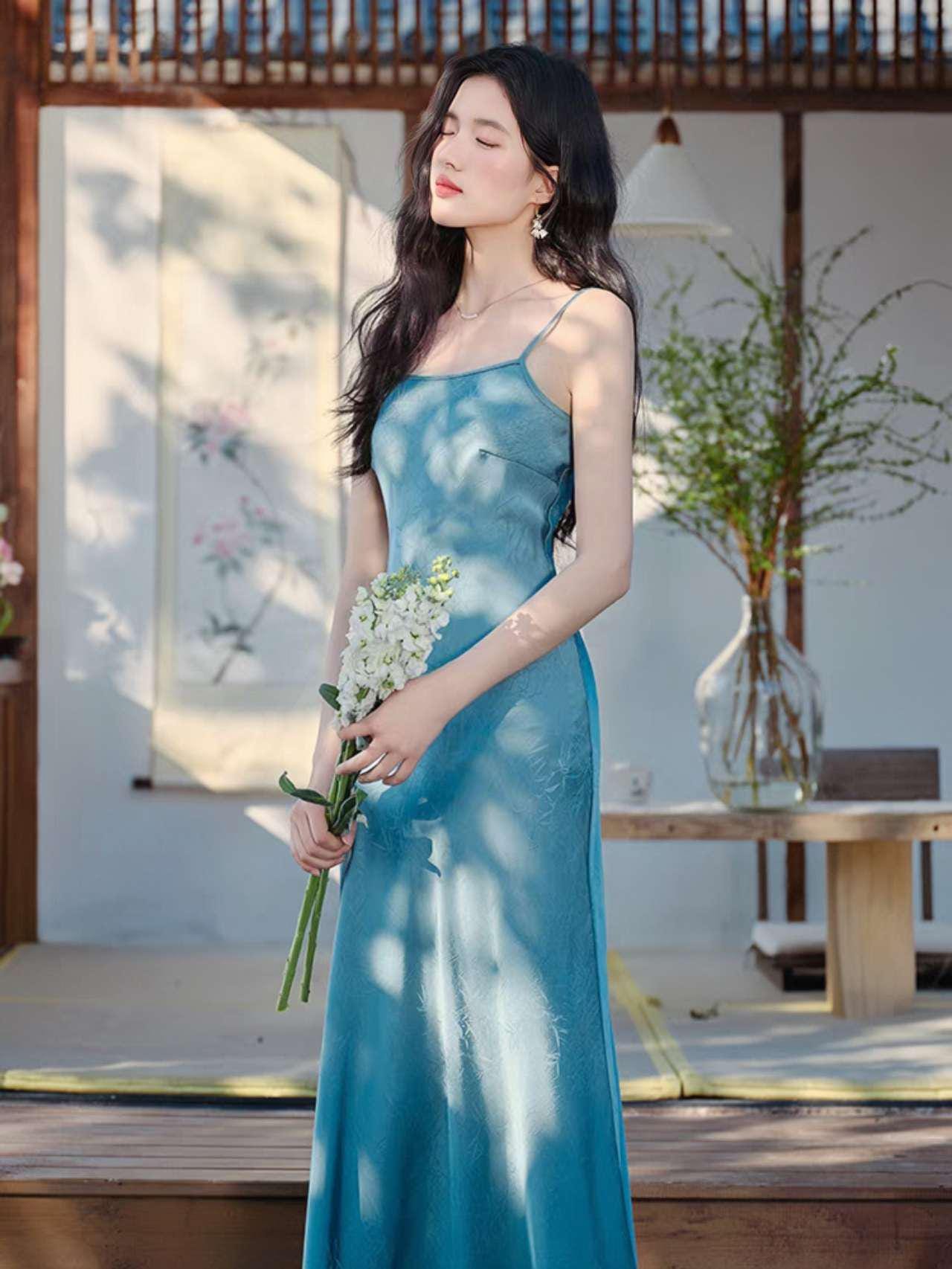 Conjunto Qipao de dos piezas,Vestido Estilo Zen,Moderno Conjunto Hanfu,Conjunto Verano Oficina,Vestido Asiático Minimalista,Ceremonia del Té
