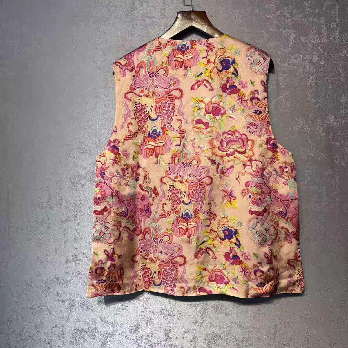 Chaleco Vintage Chino, Chaleco Estilo Retro Tang Suit, Top Brocado, Blusa Vintage, Regalo Único para Ella,Trabajo diario/Ceremonia del té