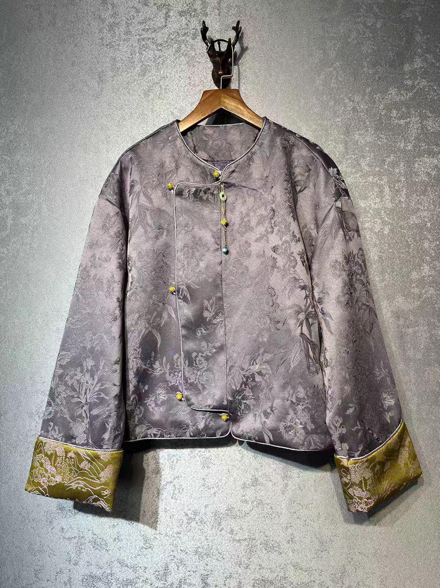 Chaqueta de Seda Tang, Abrigo de Brocado Chino, Ropa Exterior Oriental, Ropa Vintage Asiática, Elegante Top Estilo Kimono, Tradicional Chino
