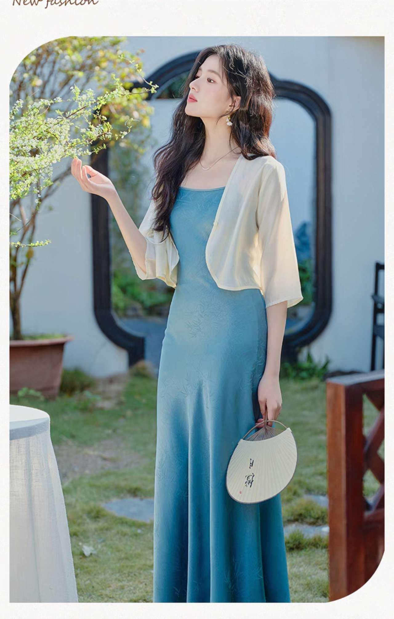 Two-piece Qipao Set, Zen Style Dress, Modern Hanfu Set, Summer Office Set, Minimalist Asian Dress, Tea Ceremony