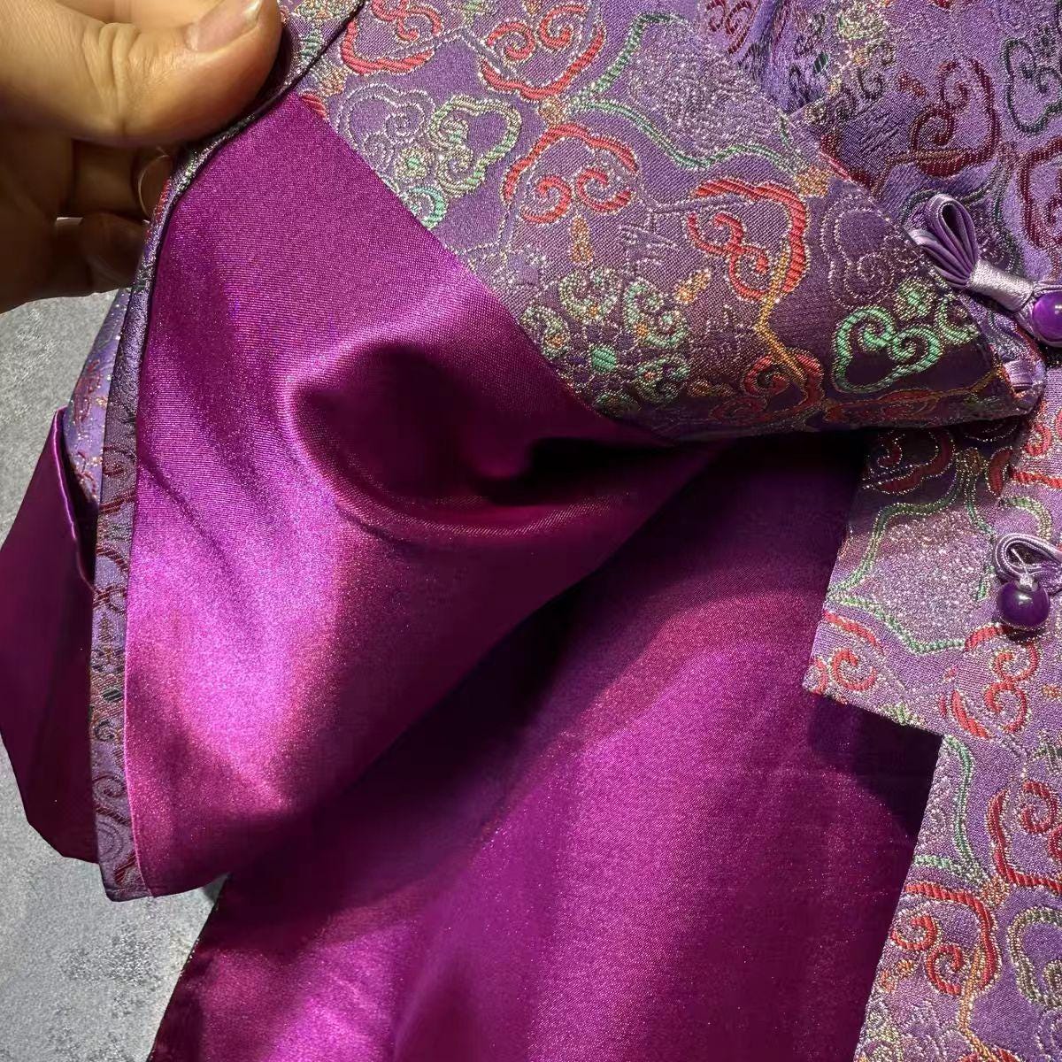 Chaqueta Tang de Brocado de Seda, Abrigo Chino Morado, Ropa Exterior de Brocado Song, Ropa de Festival Oriental,Elegante Top Asiático,regalo