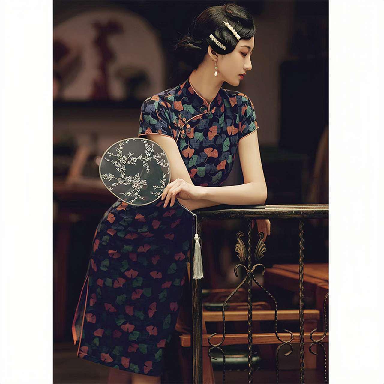 Qipao retro chino, Cheongsam estilo años 30,Vestido chino art decó, Traje oriental Gatsby, Qipao corto tradicional, Vestido de verano, M-4XL