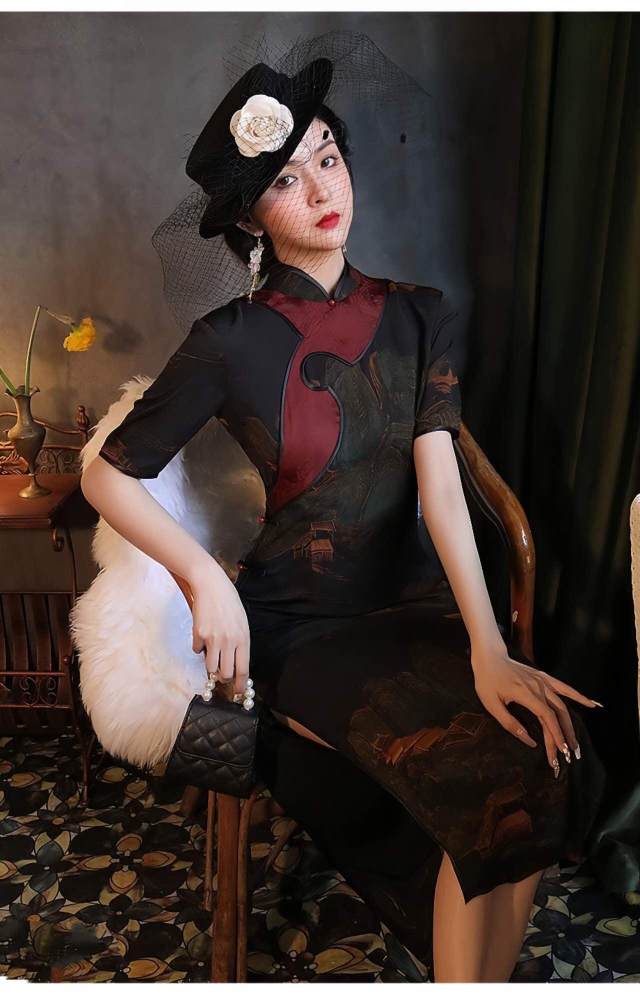 Qipao chino vintage, elegante vestido cheongsam, vestido retro para fiesta del té, vestido formal asiático de noche, regalo para ella, S-4XL