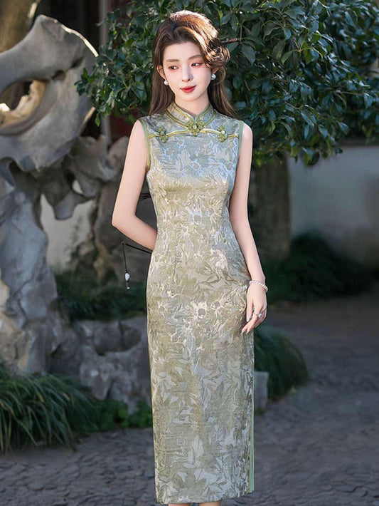 Qipao Chino Moderno, Vestido Cheongsam Nuevo Estilo, Vestido Chino Vintage Slim Fit, Vestido Vintage Elegante para Té, regalo para ella