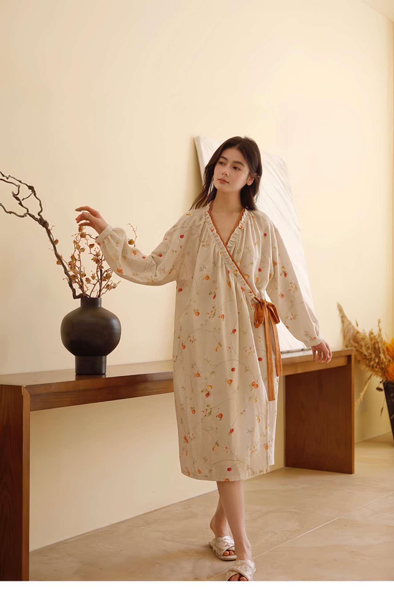 bata japonesa estilo hanfu, kimono de algodón suave,regalo relajante para ella, albornoz de algodón, albornoz orgánico,bata bohemia oriental