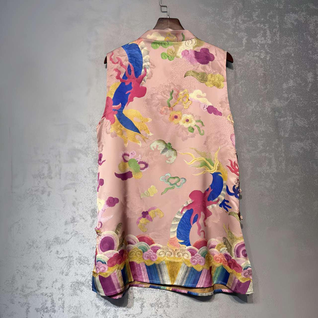 Top de Seda Qilin, Chaleco Bestia Mítica, AoDai Dinero Viejo, Blusa Vintage, Regalo Único para Ella,Trabajo diario/Ceremonia del té,vintage