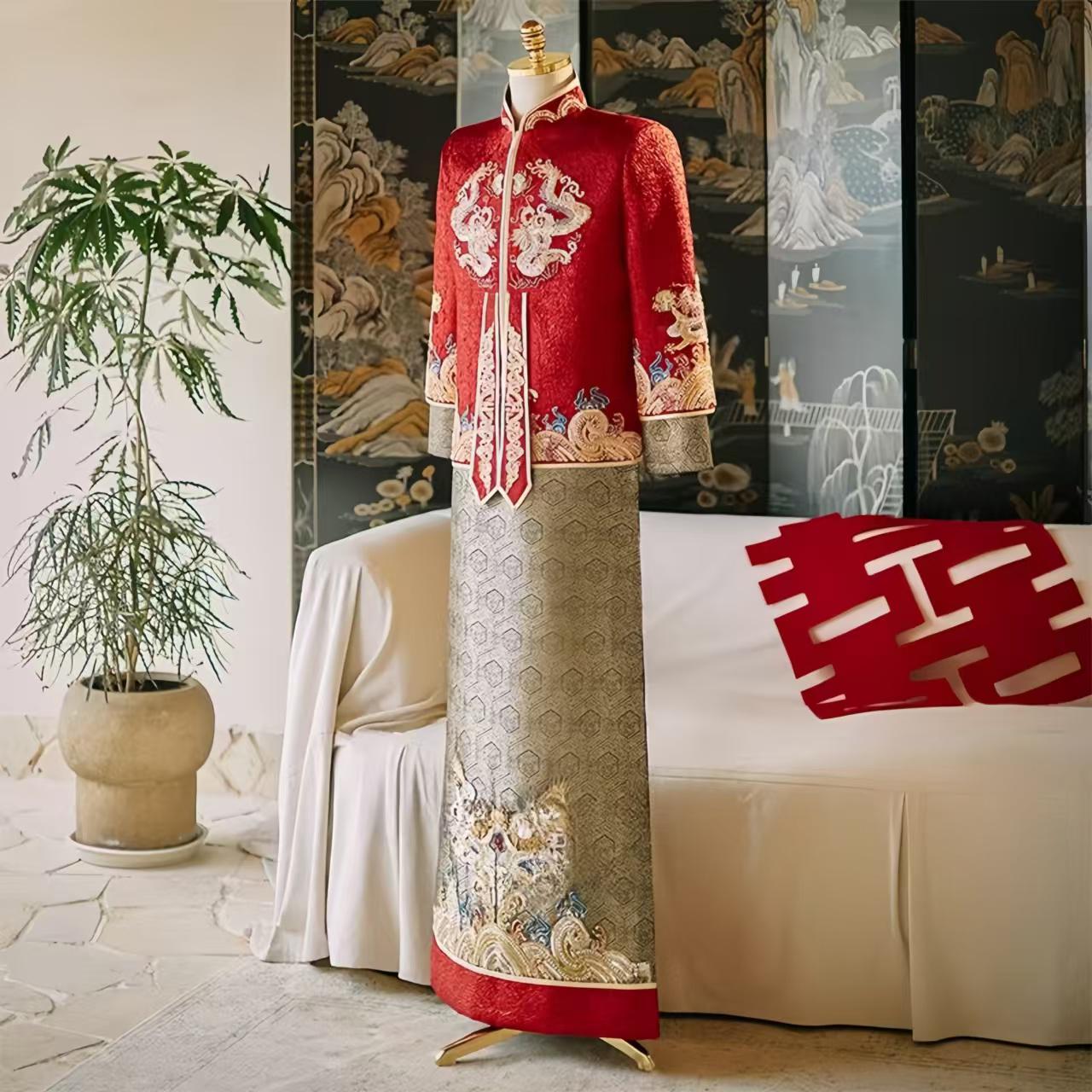 Traje de Boda Chino para Hombre,Traje de Novio Dragón Fénix,Chaqueta Tang,Traje Tradicional Hanfu,Ceremonia de Boda,Look de Compromiso Chino