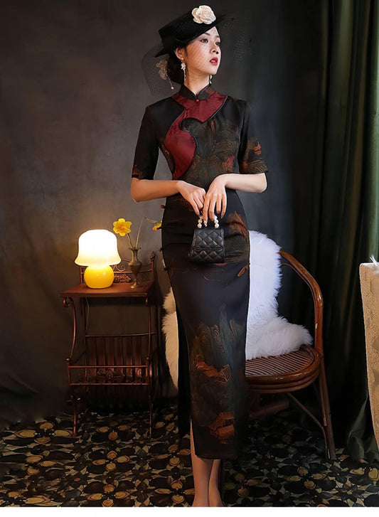 Qipao chino vintage, elegante vestido cheongsam, vestido retro para fiesta del té, vestido formal asiático de noche, regalo para ella, S-4XL