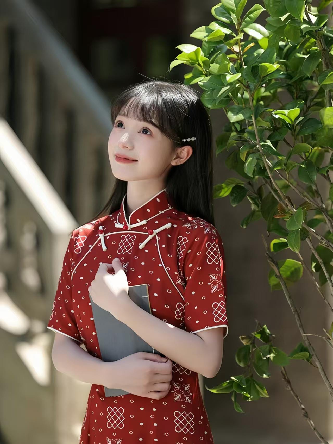 Burgundy Qipao Cheongsam, Elegant Eight Buttons Long Dress with Mandarin Collar, Vintage Chinese Evening Dress, Red Formal Party Dress