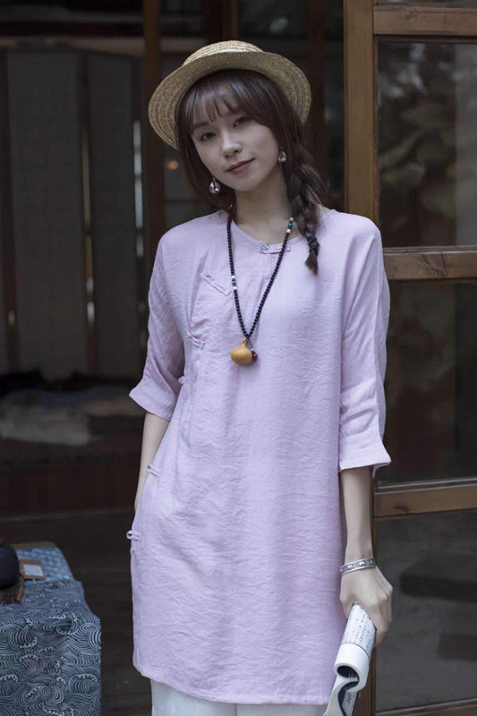 blusa zen asiática, camisa de meditación, ropa de té oriental, blusa estilo hanfu moderna,túnica relajante de verano,regalo espiritual mujer