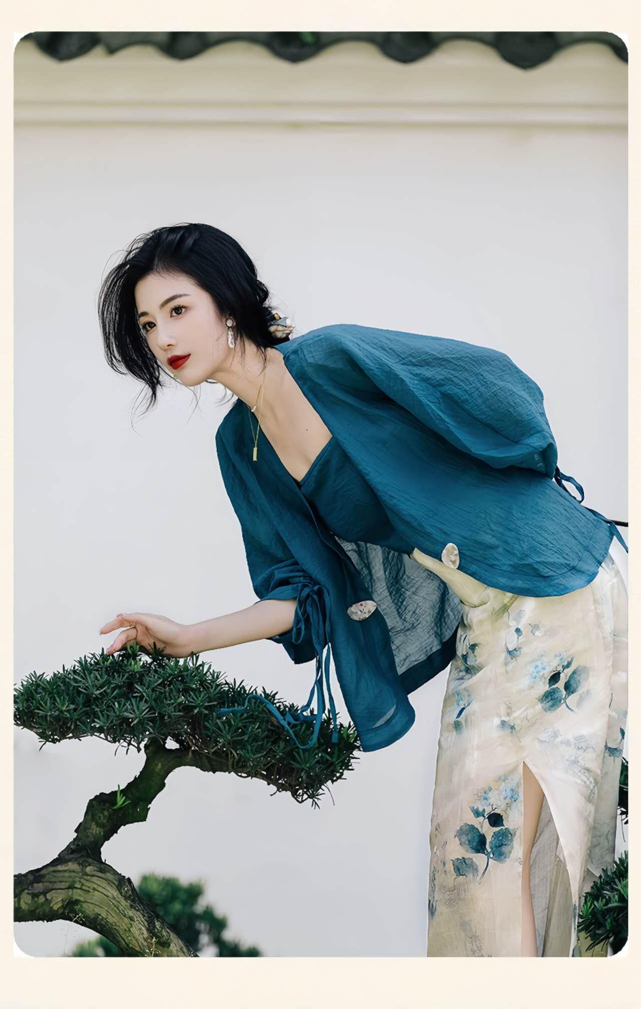 Conjunto de 3 piezas de Hanfu, Conjunto chino de verano, Conjunto etéreo de hadas, Vestido artístico de Hanfu, Conjunto fotográfico de Hanfu