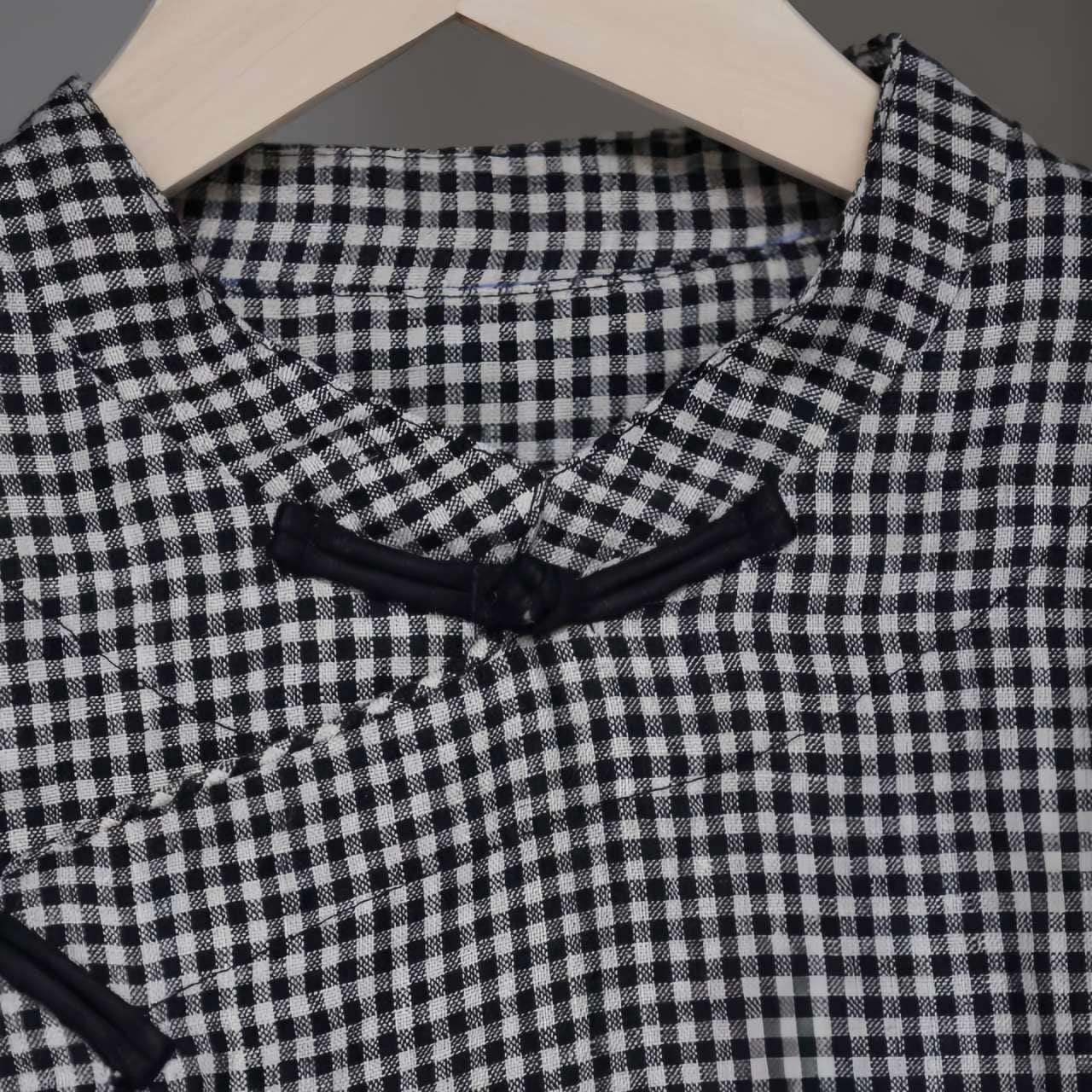 Camisa china a cuadros, Top Hanfu de lino, Blusa retro, Camisa Zen Guinga, Camisa Cheongsam minimalista, Top para la ceremonia del té