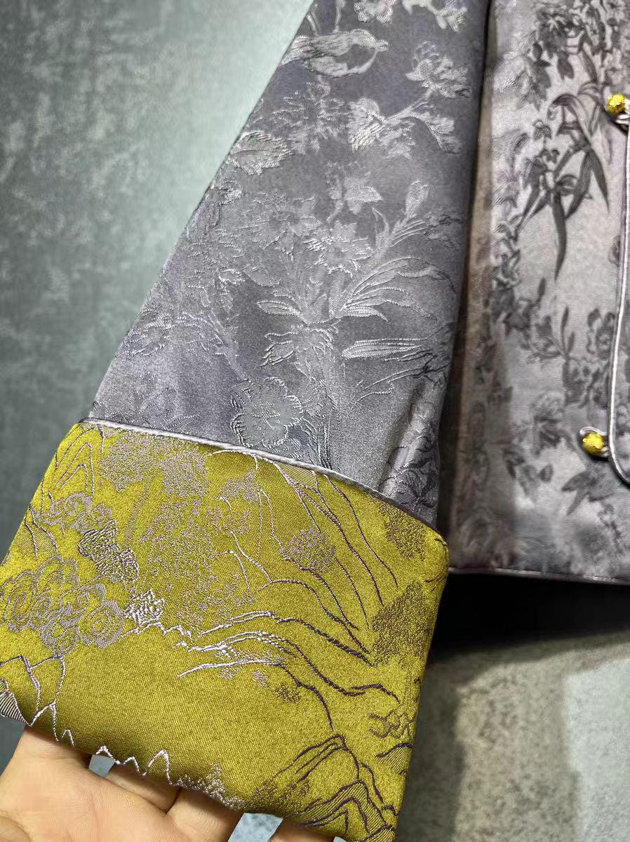 Tang Suit Jacket, Chinese Brocade Coat, Oriental Outerwear, Asian Vintage Clothing, Elegant Kimono Style Top, Traditional Chinese
