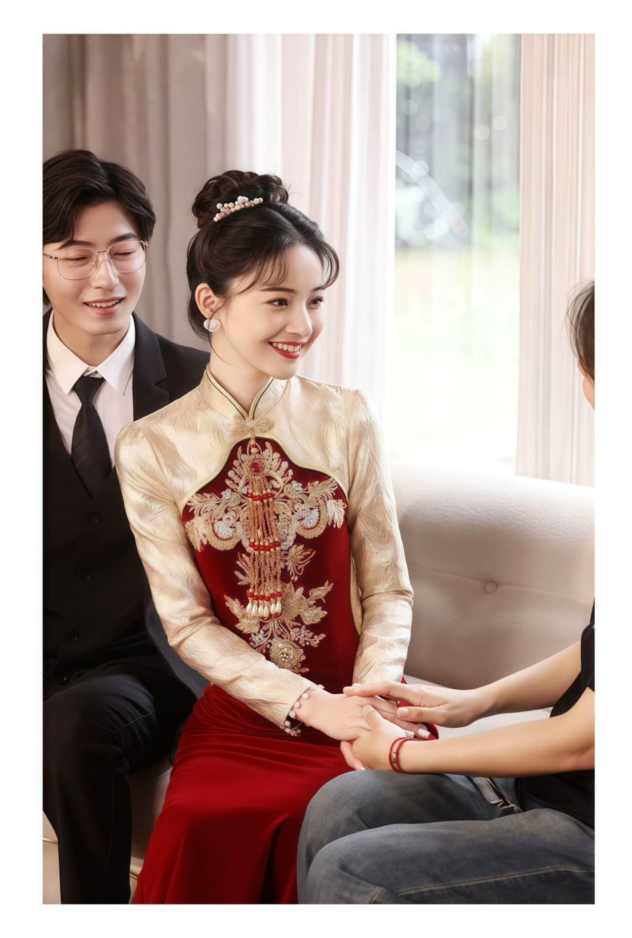 Wine Red Qipao, Cheongsam Wedding Dress, Traditional Tea Ceremony Dress, Chinese Engagement Dress, Asian Formal Attire