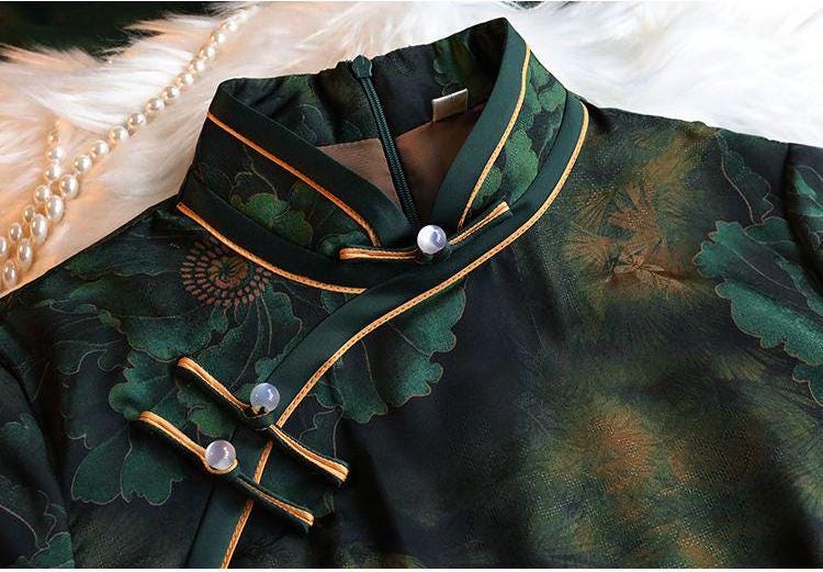 Vestido Qipao Vintage | Elegante Vestido Cheongsam | Vestido Chino de Brocado de Seda | Traje de Noche Oriental
