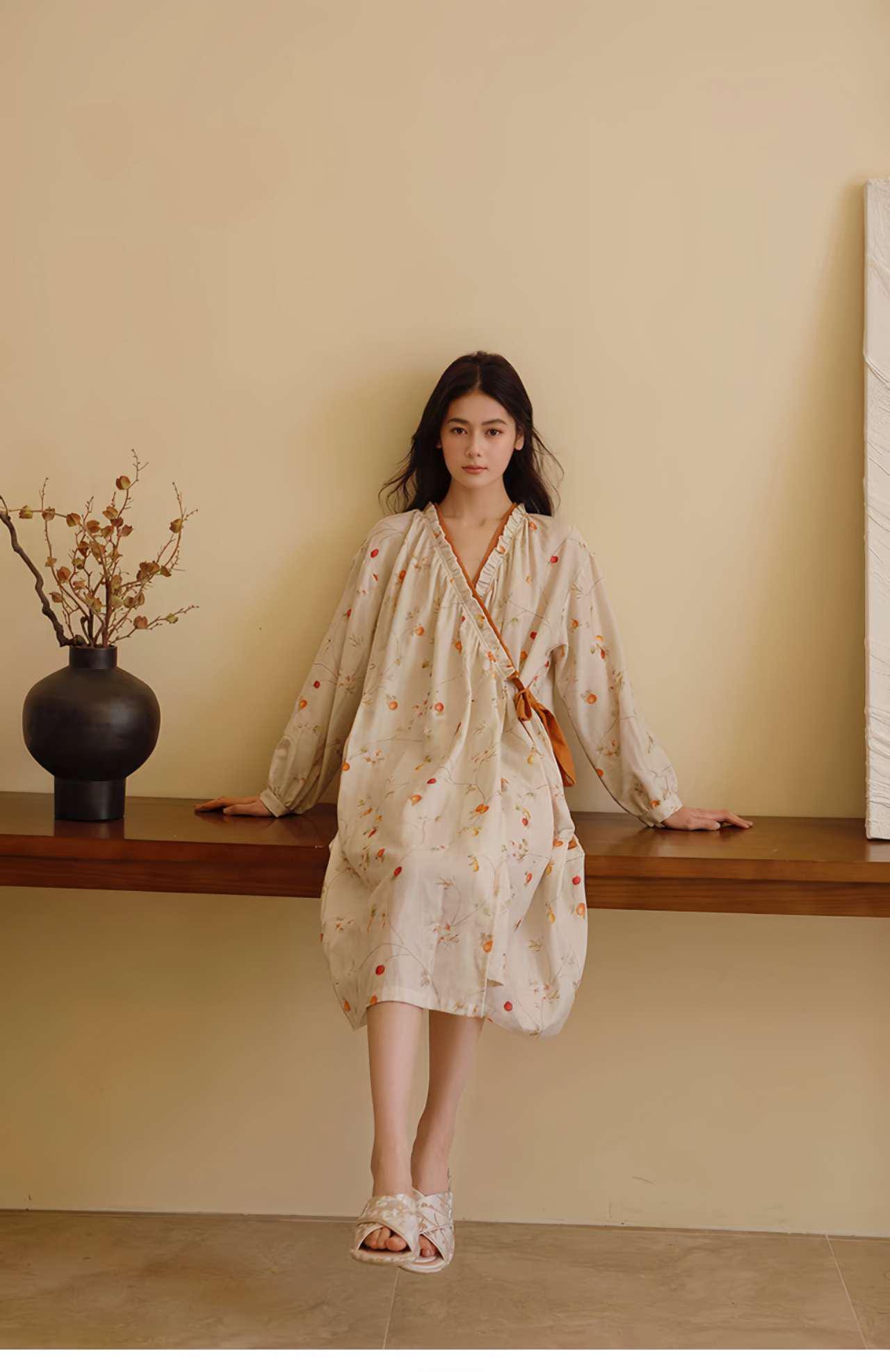 bata japonesa estilo hanfu, kimono de algodón suave,regalo relajante para ella, albornoz de algodón, albornoz orgánico,bata bohemia oriental