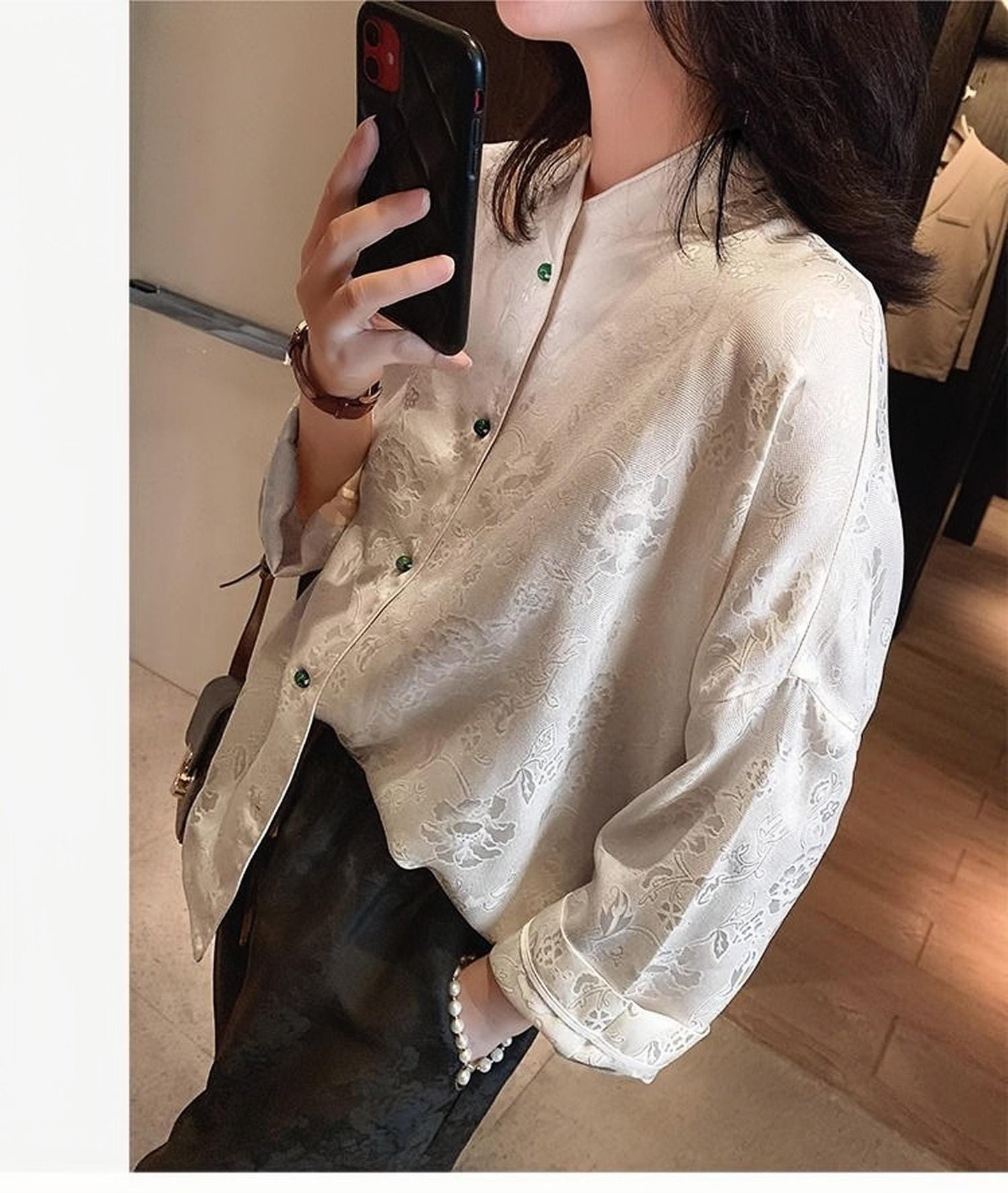 Elegante Camisa de Traje Tang-Camisa de Seda Oriental Primavera Verano- Elegante Blusa Estilo Tang para Ella -Regalo de estilo asiático