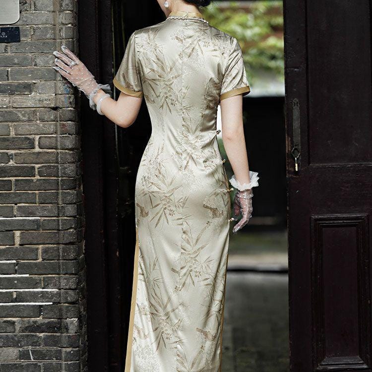 Vestido Qipao Chino Vintage, Cheongsam Elegante para Ceremonia de Té, Invitada de Boda o Regalo para Ella, tallas M-4XL