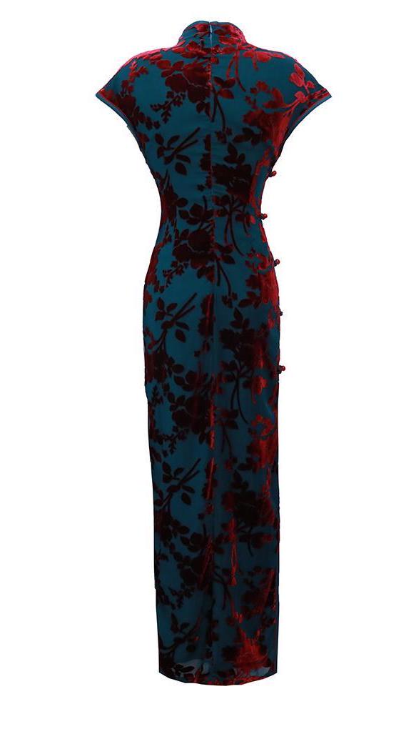 Vestido Qipao Largo Elegante | Cheongsam Tradicional | Vestido Chino Vintage | Moda Oriental | Vestido de Fiesta con Abertura