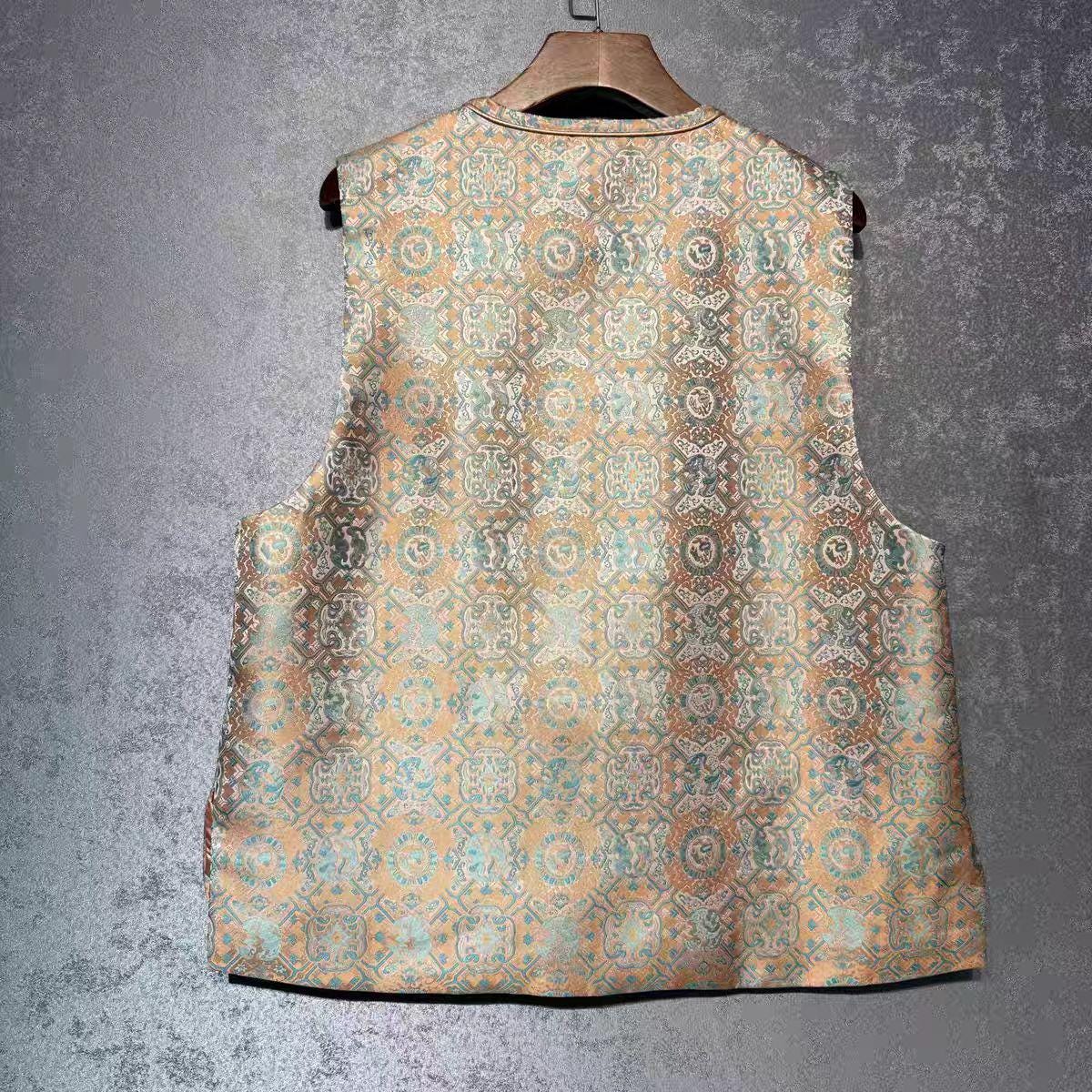 Chaleco de brocado Song, abrigo sin mangas, chaleco tradicional con botones,oriental vintage,regalo para ella, Ropa para la ceremonia del té