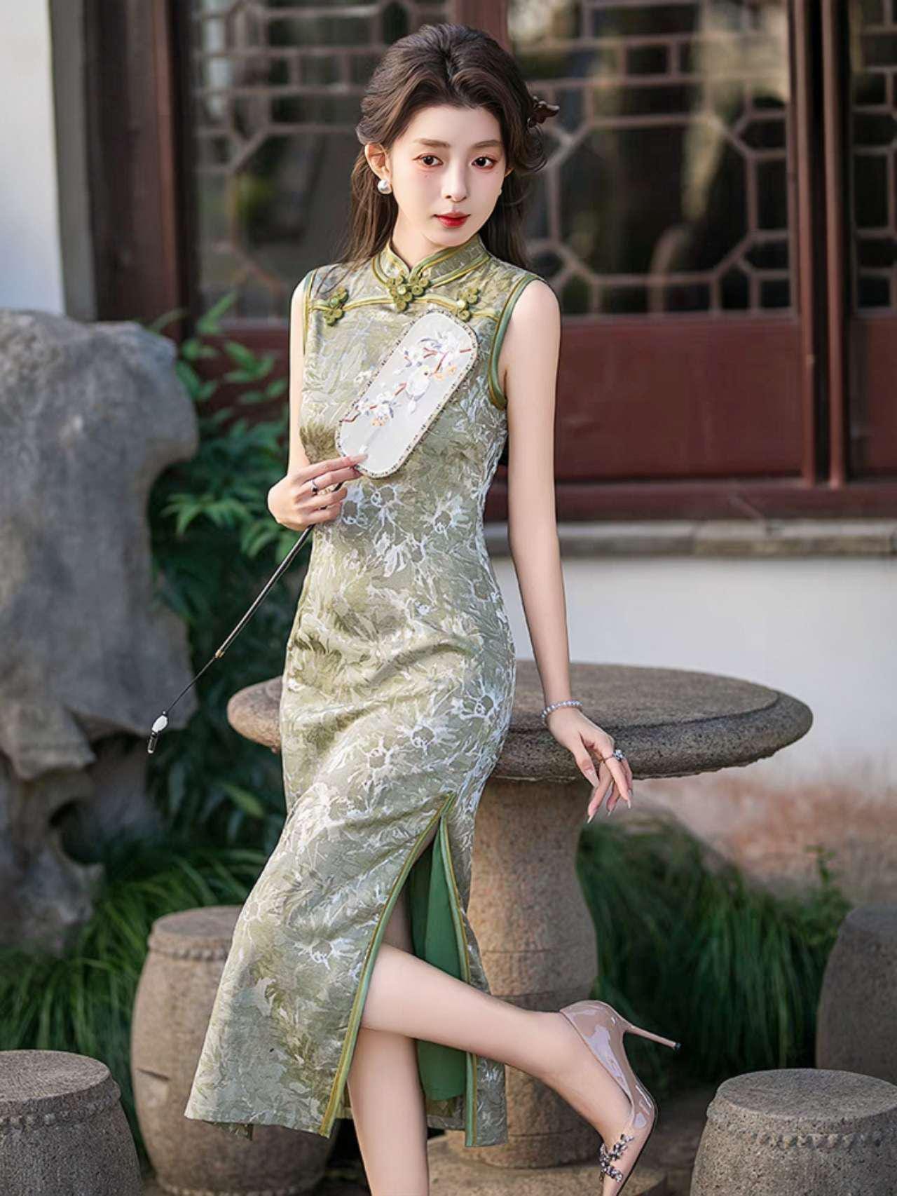 Qipao Chino Moderno, Vestido Cheongsam Nuevo Estilo, Vestido Chino Vintage Slim Fit, Vestido Vintage Elegante para Té, regalo para ella