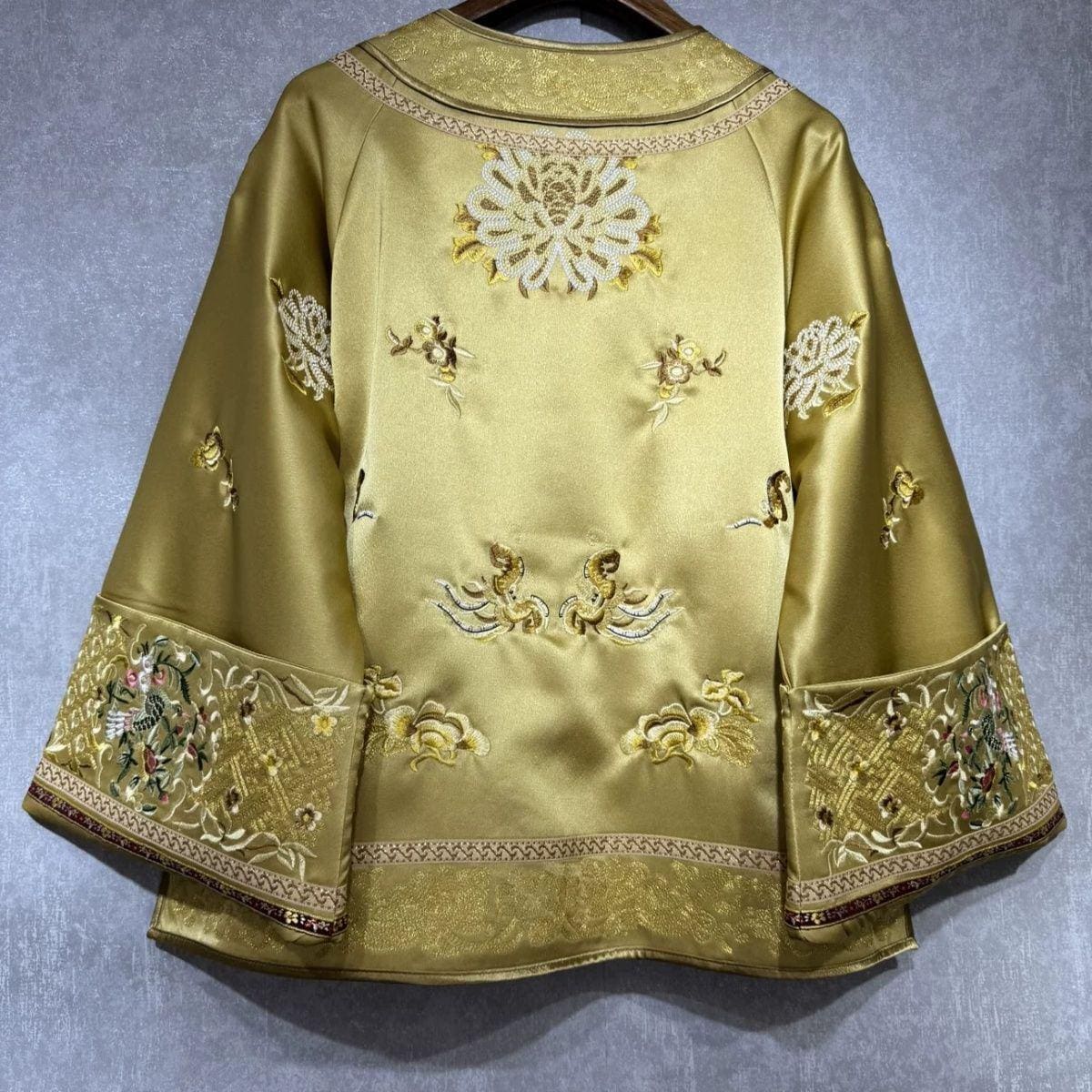 Chaqueta Tang China Bordada| Atuendo de Celebración de Cumpleaños | Abrigo Tradicional Mandarín | longevidad y felicidad