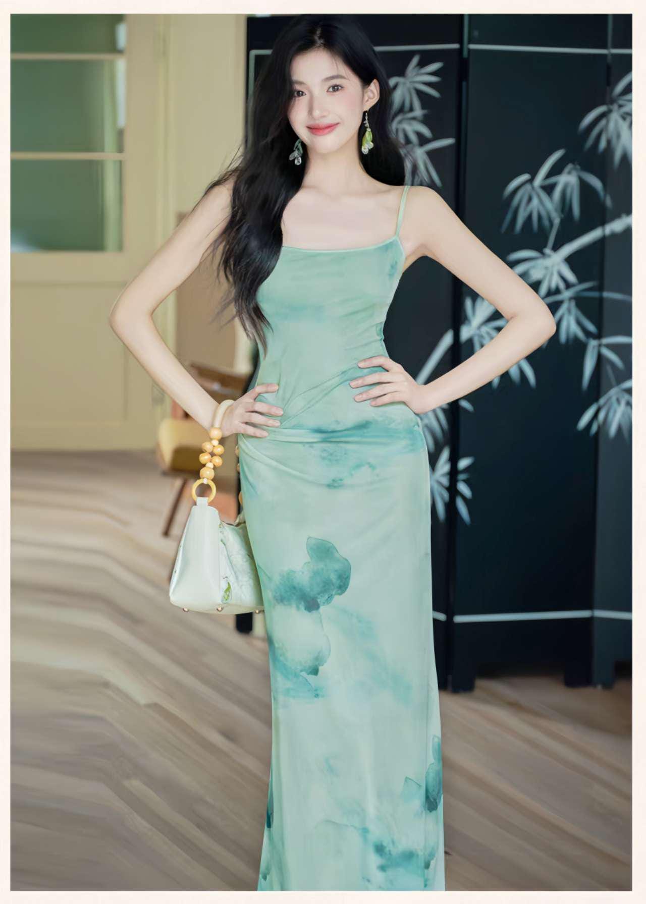 Elegante Conjunto Dos Piezas,Vestido Estilo Zen,Moderno Conjunto Hanfu,Conjunto Verano Oficina,Vestido Asiático Minimalista,Ceremonia del Té