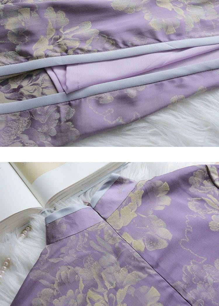 Women's Purple Floral Qipao Cheongsam Dress – Jacquard – additional product view