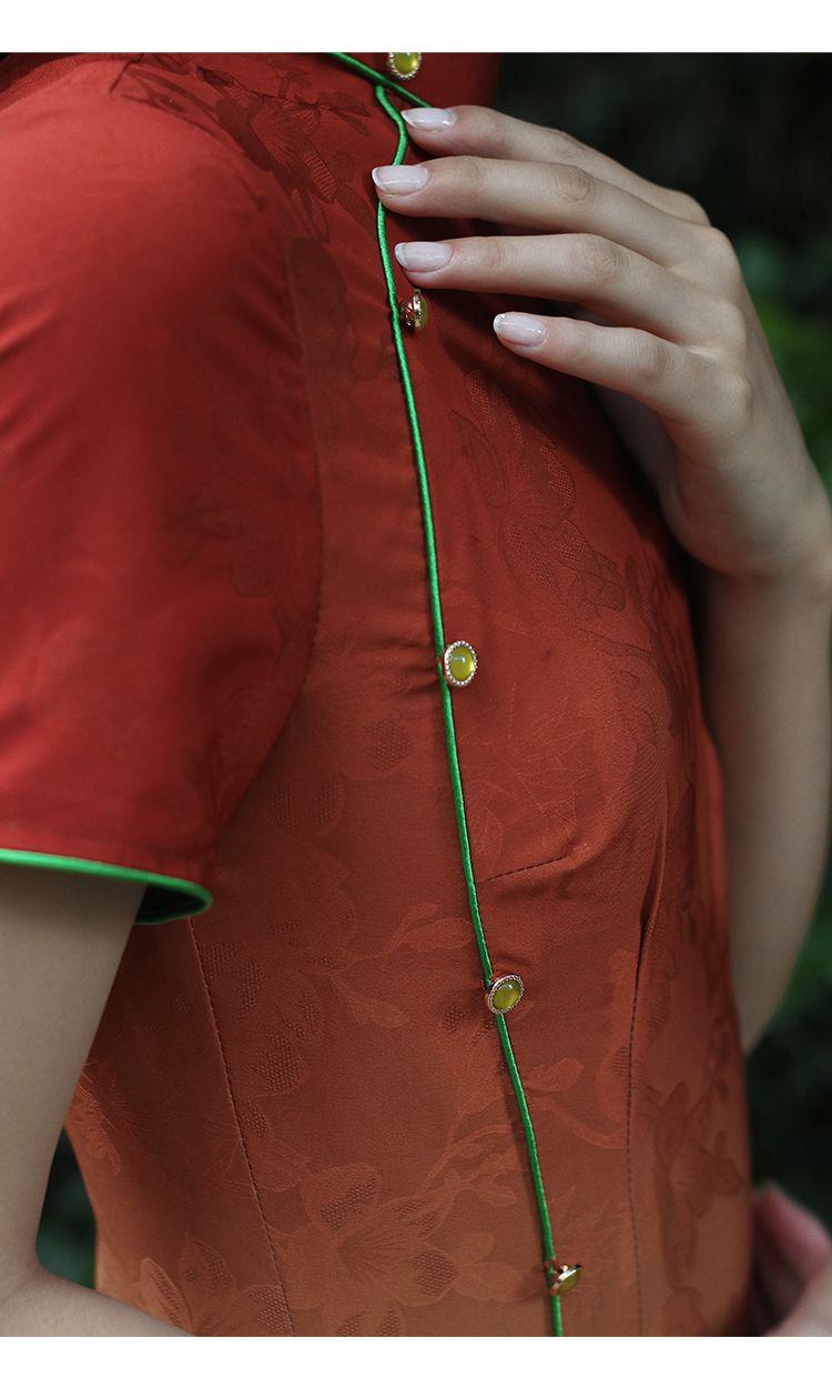 Women's Vintage Qipao Cheongsam Dress – Satin Floral Maxi – additional product view