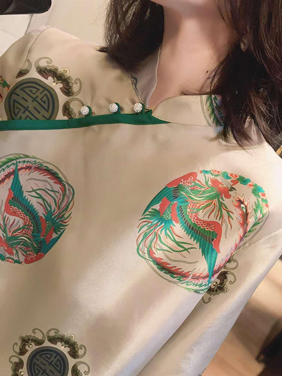 Women's Vintage Silk Chinese Style Blouse – additional product view